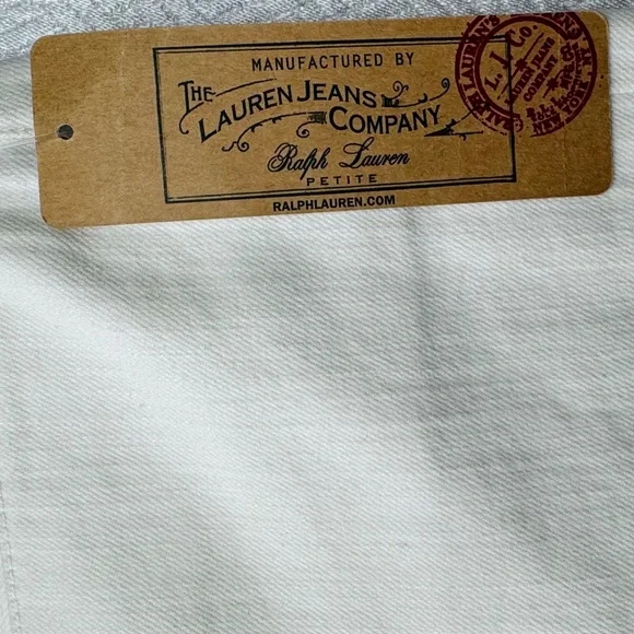 NWT Lauren Ralph Lauren Off-White Denim Slim Straight Pants/Jeans, Size 8 Petite - Picture 11 of 12